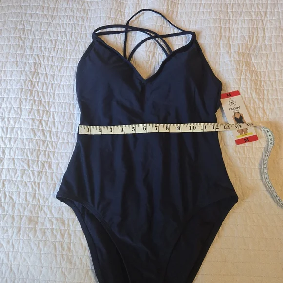 Hurley Women Medium One Piece Bikini Navy Blue New 022025 - Picture 3 of 7